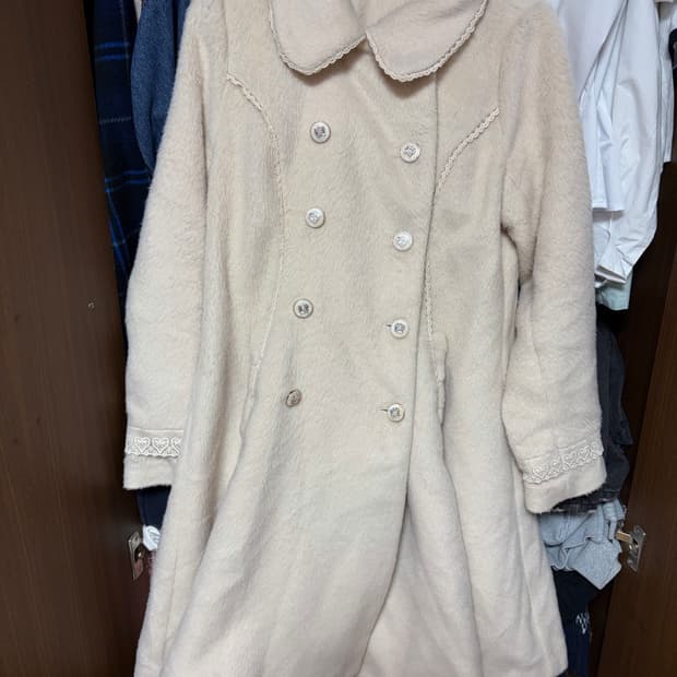 axes femme 엑시즈팜 아이보리 레이스 더블 코트