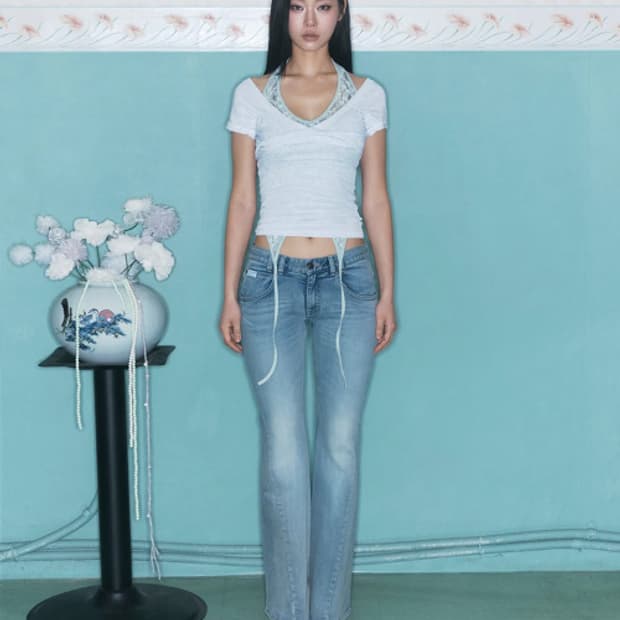 [S] 플리즈노팔로우 25 빈티지 워싱 부츠컷 데님 블루