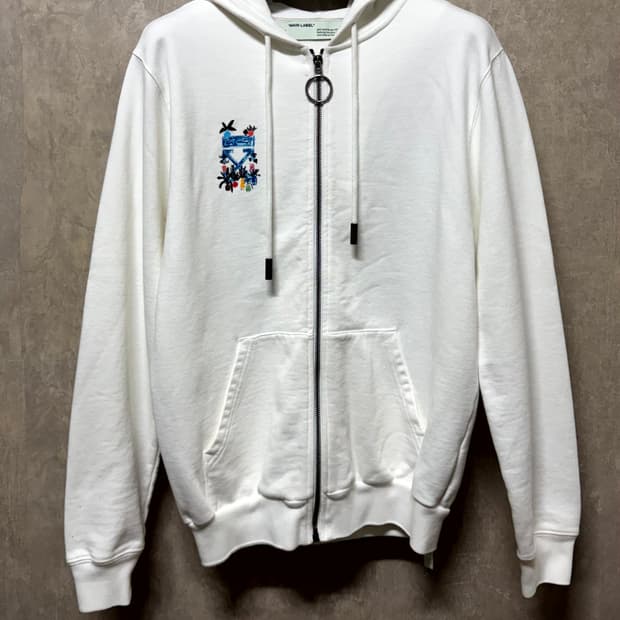 XS / Off-White 오프화이트 화이트 후드집업
