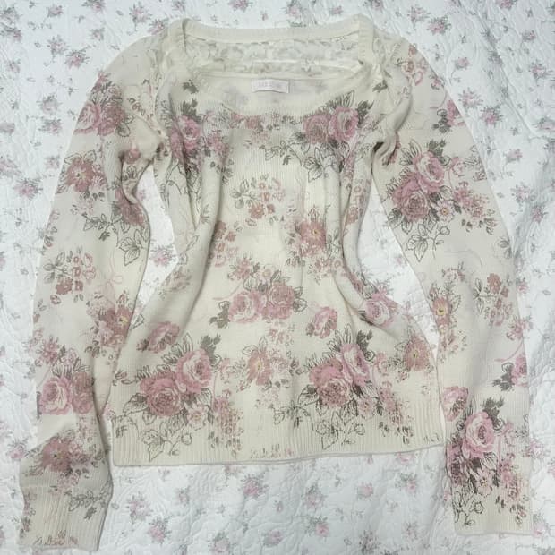 리즈리사 플라워 레이스 시스루 니트 대대장