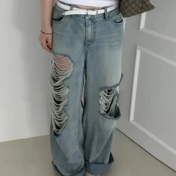 에이블리 아로틱 데미지 데님 