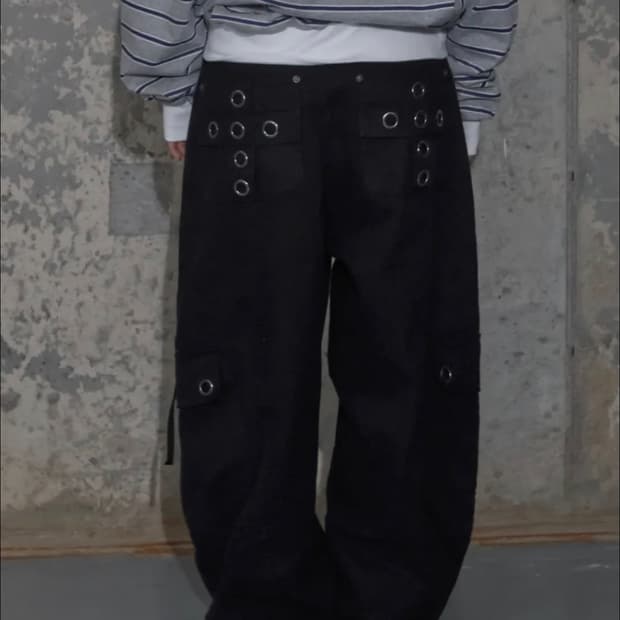 크로스 포켓 카고 팬츠 (블랙 2)