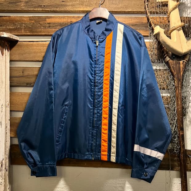[XL]70's Made in USA 레이싱 스트라이프 나일론 코치자켓