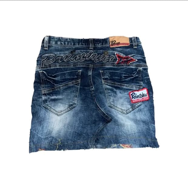 y2k 큐빅 갸루 스타일 청스커트 데님 치마