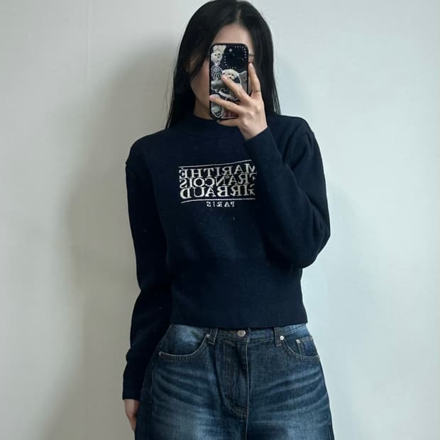 마리떼프랑소와저버 박스로고 네이비 니트