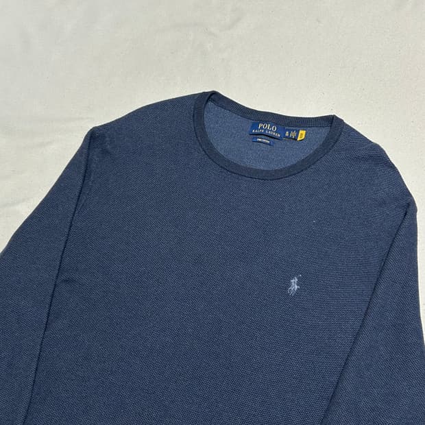 XL 폴로랄프로렌 블루 피마 코튼 U넥 니트