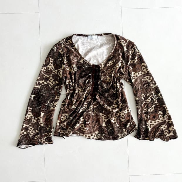 vintage paisley bell sleeve top