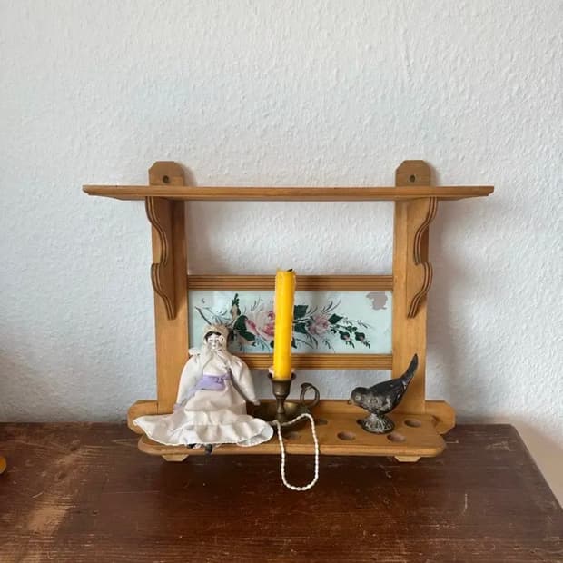 독일)빈티지 우드 장미 벽선반