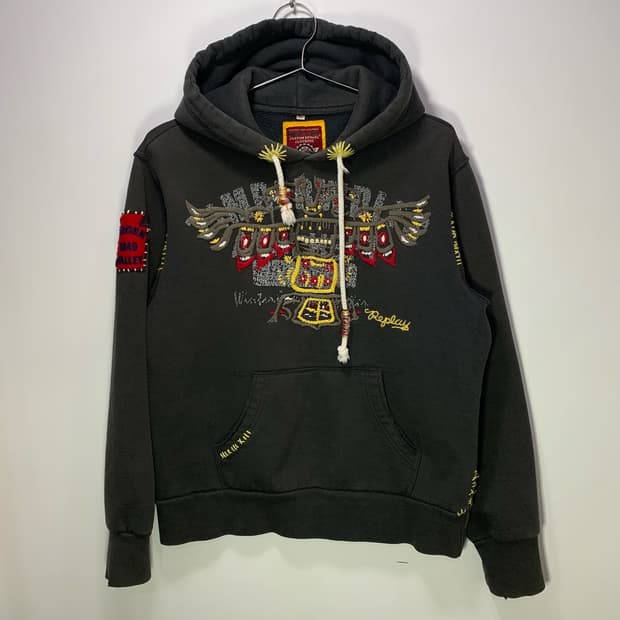 리플레이 자수 후드티