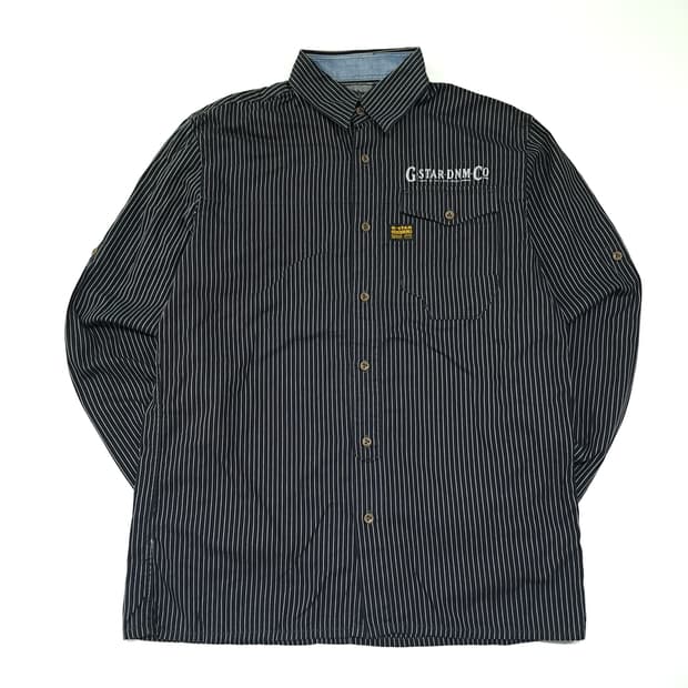 CL729 L 지스타로우 블랙 핀스트라이프 롤업 셔츠 남방