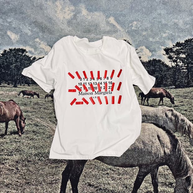 메종 마르지엘라 테이프 프린팅 티셔츠