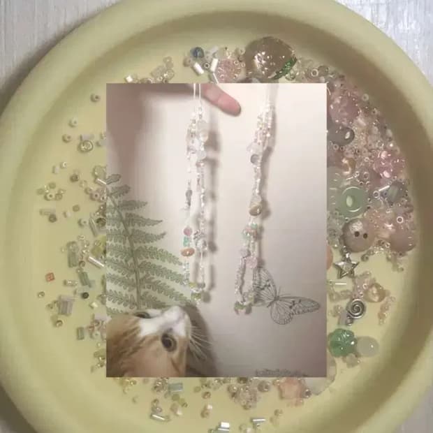 카모메산장 빈티지 비즈 딸기 목걸이