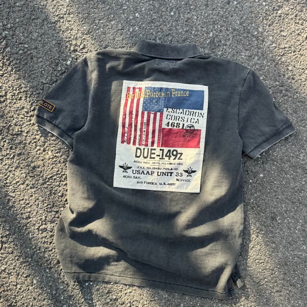 아비렉스 패치 성조기 워싱 PK 반팔티셔츠 