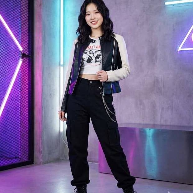 LAFUDGE OUR WOMAN 투톤 리얼레더 라이더 자켓