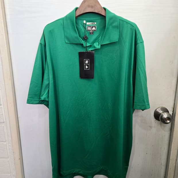 105,XL,택있는 새상품)) adidas 아디다스 그린 카라 반팔티셔츠