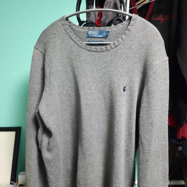 폴로 랄프로렌 멜란지 그레이 라운드 니트 L사이즈