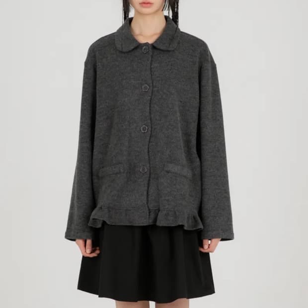 나이엔 라운드 플라켓 가디건 자켓