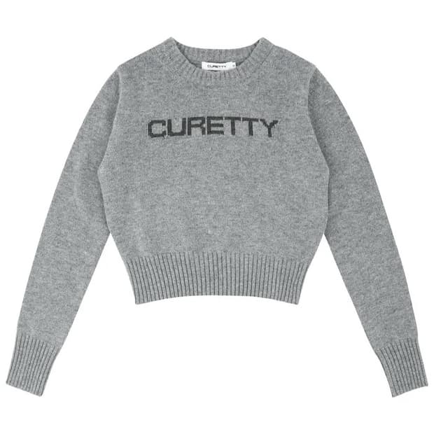 큐리티 로고 베이직 니트 그레이
