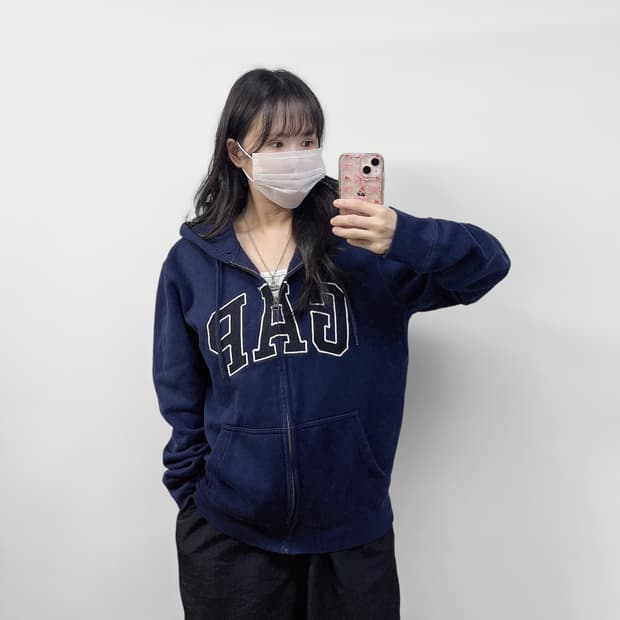 갭 GAP 스펠 로고 후드집업 네이비