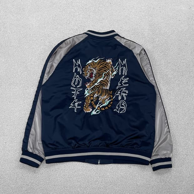 낫포너드 Not4nerd 타이거 사틴 블루종 스카잔 자켓