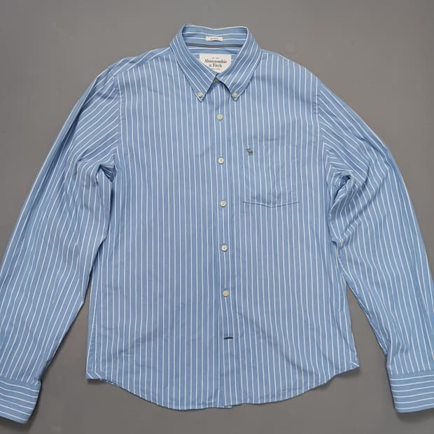 [2XL] 아베크롬비 앤 피치 머슬핏 블루 버튼다운 셔츠