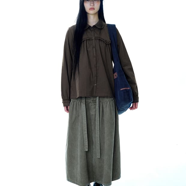 coyseio 코이세이오 PUFFY COTTON SKIRT BROWN