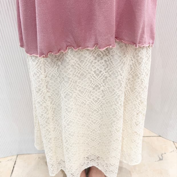 Crochet knit long skirt