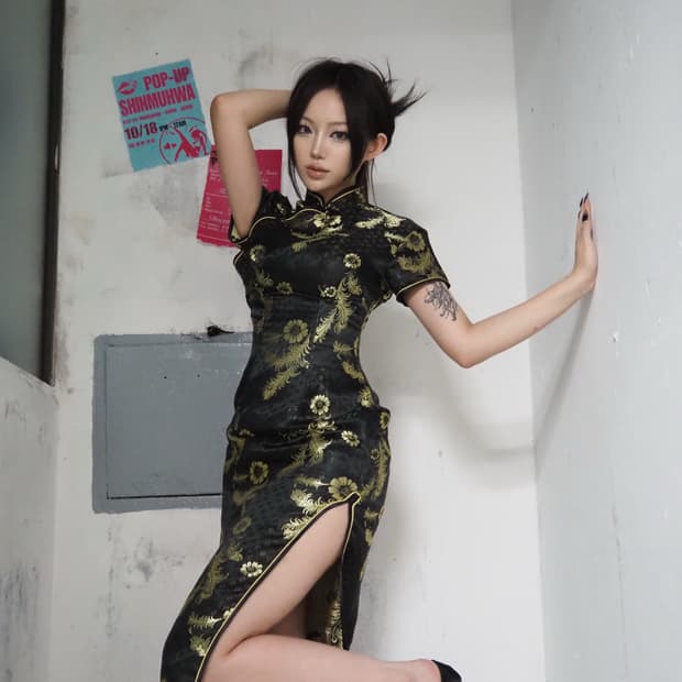 Bodyline  고딕 치파오 롱드레스 