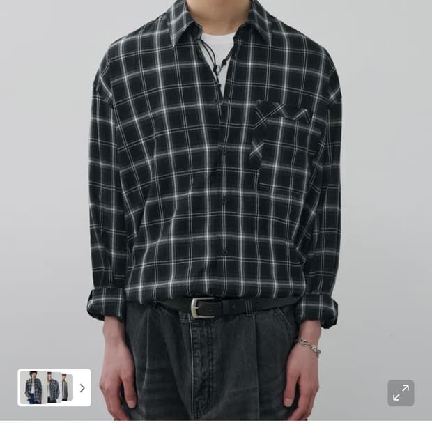 (새상품)(L) 알리스 썸머 브리즈 레이어 체크 셔츠 [블랙] 판매