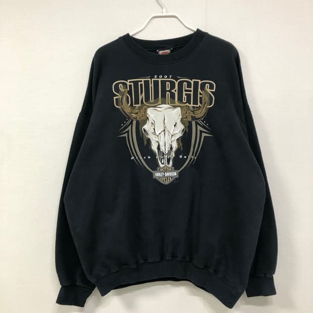 할리데이비슨 빈티지 양면 프린팅 스웻셔츠 맨투맨 _ 블랙