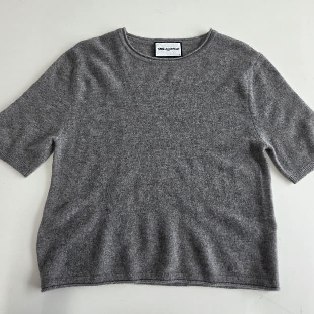 칼라거펠트 캐시미어 반팔 니트 그레이 77