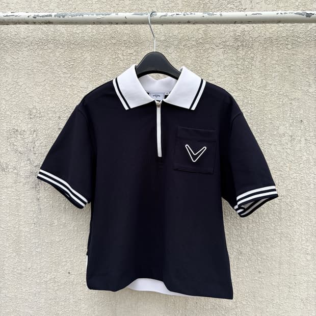 95)캘러웨이 포켓로고 카라넥 집업 티셔츠