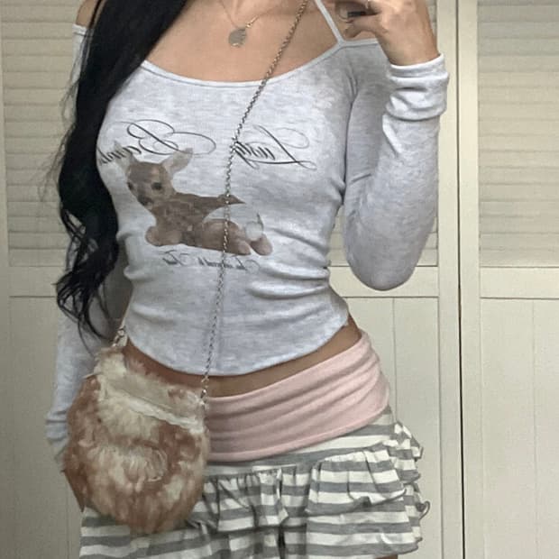 엔젤넘버 555 Lusty Bambi tshirt 멜란지 그레이