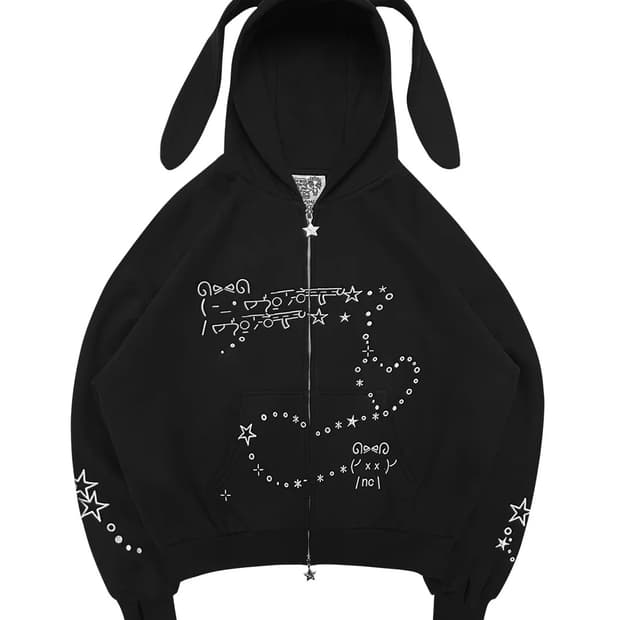 Named collective bunny zip hoodie black