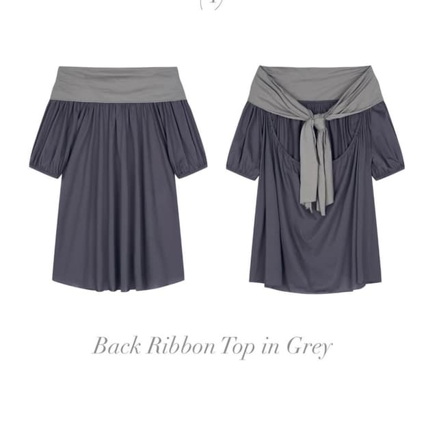 BACK RIBBON TOP - GREY