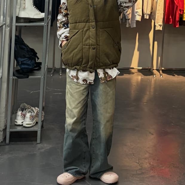 폴로랄프로렌 브라운레더 히든 후드 패딩 조끼 베스트 A3069