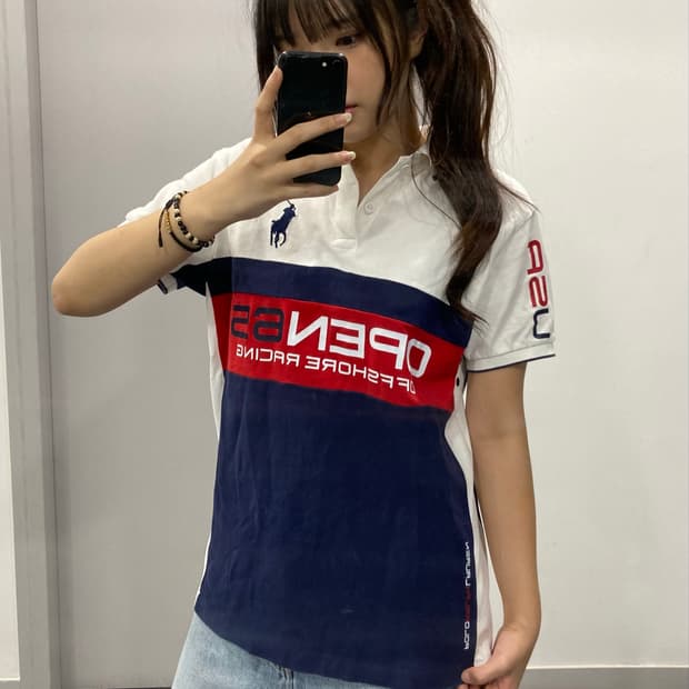 폴로 랄프로렌 빅포니 성조기 치프키프 레이싱 USA 카라 반팔 티셔츠