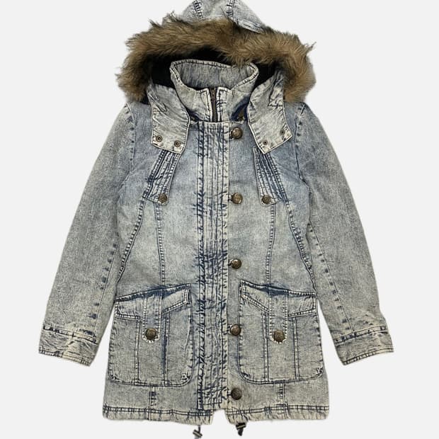  stone washing denim hood jumper