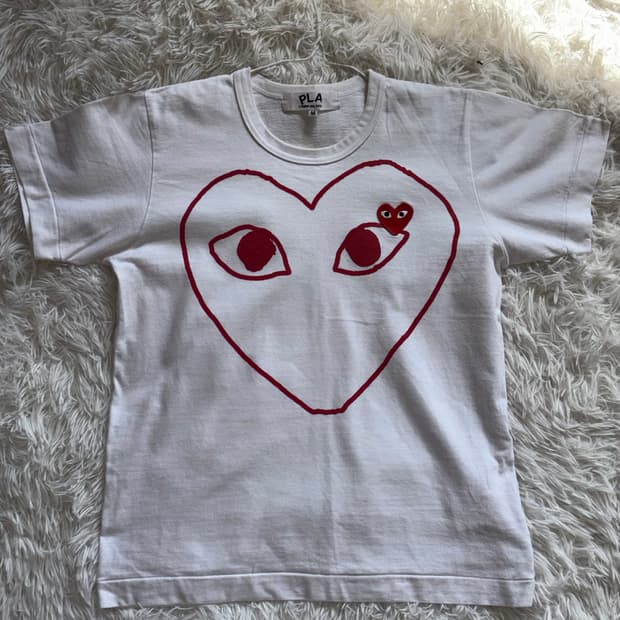 꼼데가르송 PLAY 더블 하트 반팔티 M