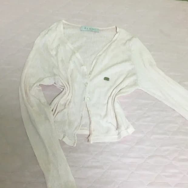 뽀용 연핑크 히메갸루 슬림핏 가디건 빈티지