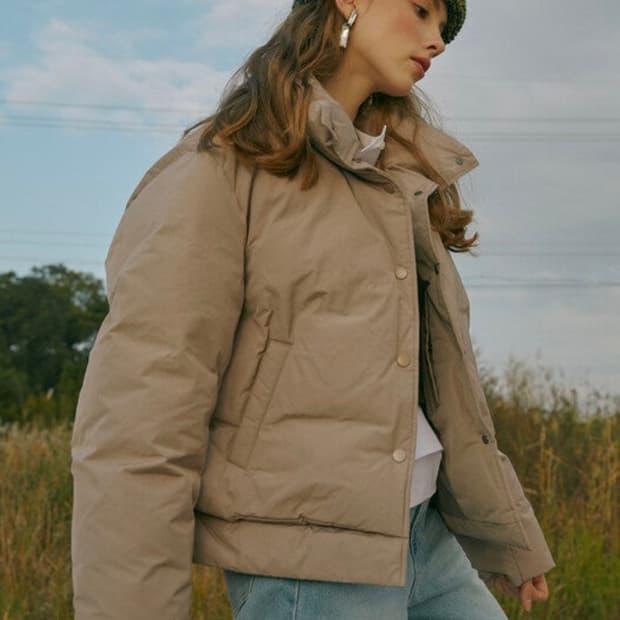 프론트로우x메종마레 머플러 구스 다운 패딩