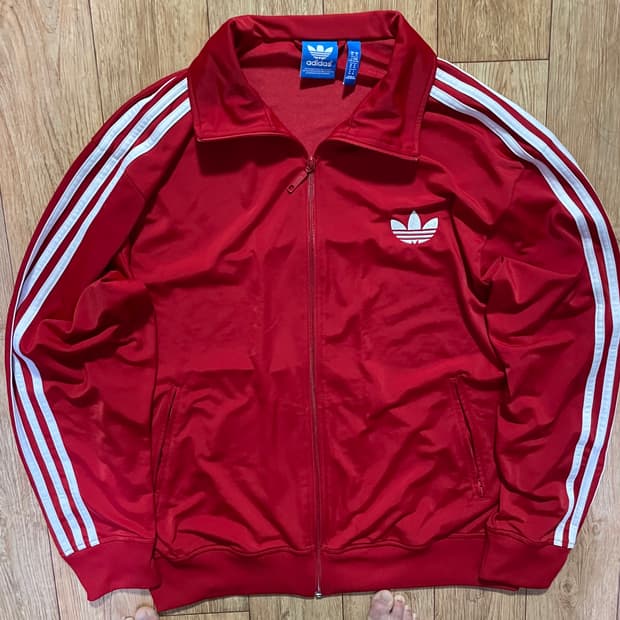 아디다스 레드 파이어버드 트랙탑 져지 2xl 3xl 자켓 흰빨 집업