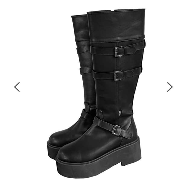 애즈온 마야 롱 버클 부츠 블랙 230