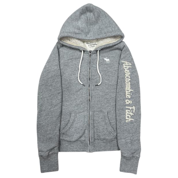 아베크롬비 빈티지 Y2K 쉐르파 양털 후드집업 자켓 그레이 M