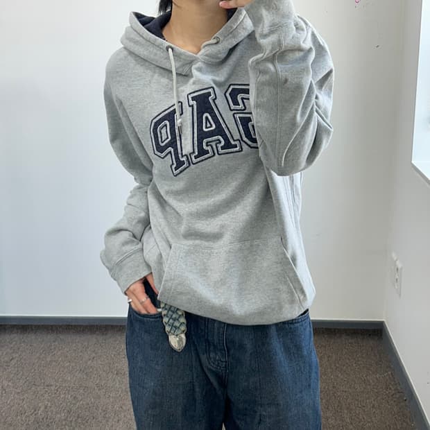 Gap 갭 네이비 로고 그레이 후드집업
