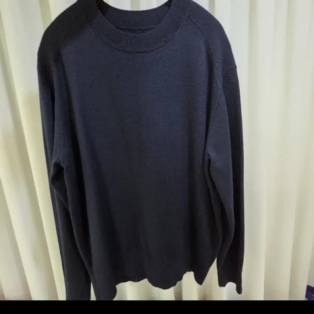 포터리 하드 트위스트 울 크루넥 니트 2 네이비