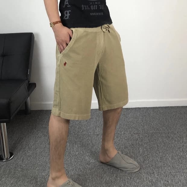 폴로 정품 피그먼트 코튼 숏팬츠 베이지