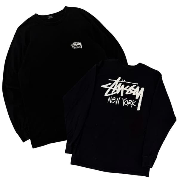 스투시 스탁 뉴욕 롱슬리브 긴팔티 블랙