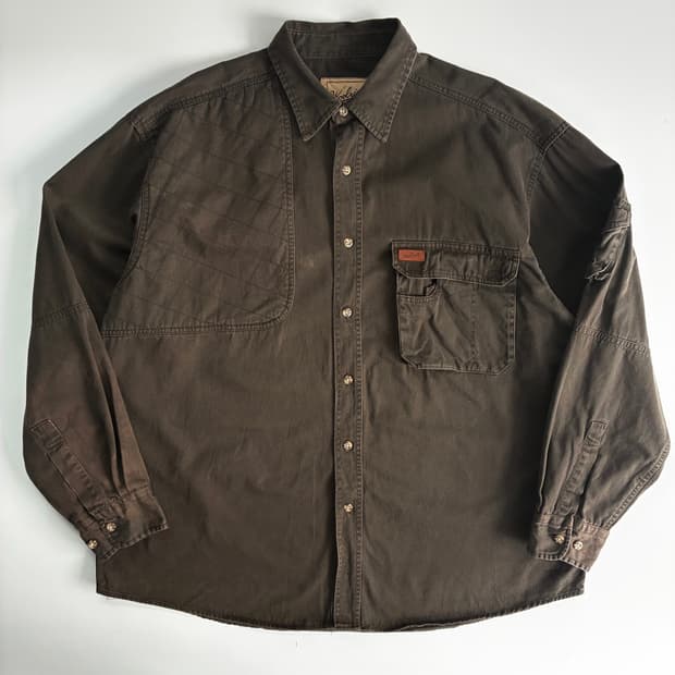 Woolrich  울리치 레더패치 다크브라운 워크셔츠