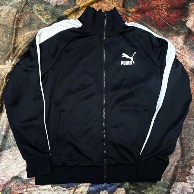 푸마 빈티지 화이트 사이드라인 블랙트랙탑져지 XL